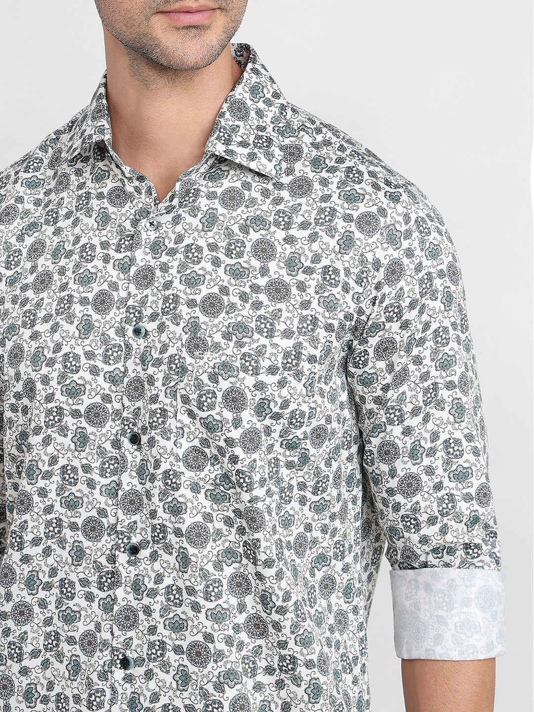 Colorplus Men Brown Printed Regular Fit Cotton Full Sleeve Casual Shirt