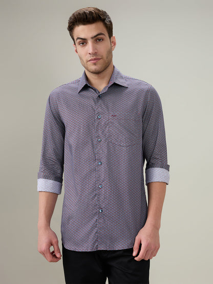 Colorplus Men Red Printed Regular Fit Cotton Full Sleeve Casual Shirt