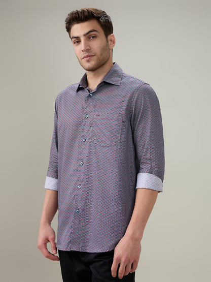 Colorplus Men Red Printed Regular Fit Cotton Full Sleeve Casual Shirt