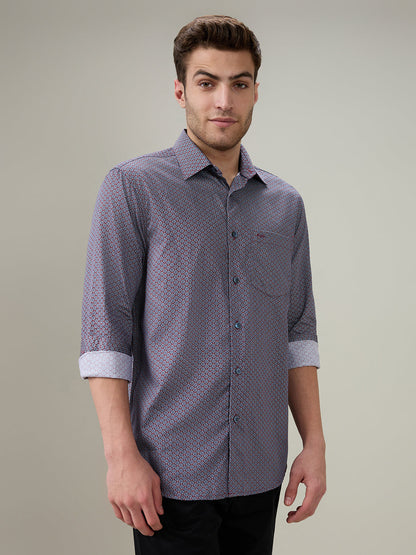 Colorplus Men Red Printed Regular Fit Cotton Full Sleeve Casual Shirt