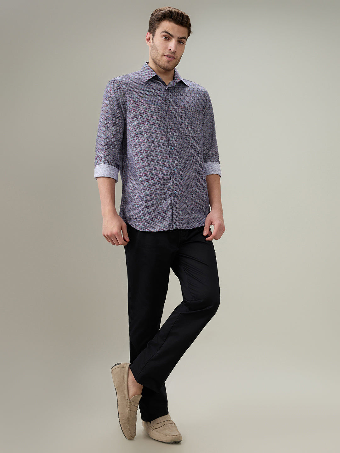 Colorplus Men Red Printed Regular Fit Cotton Full Sleeve Casual Shirt