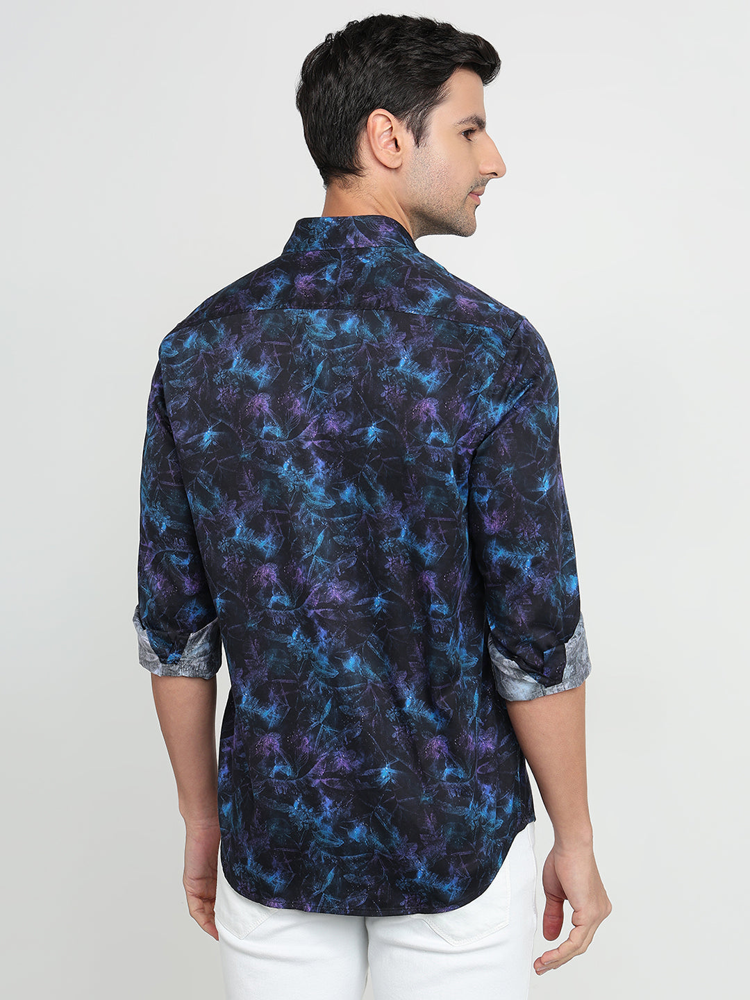 Colorplus Men Purple Printed Regular Fit Cotton Full Sleeve Casual Shirt