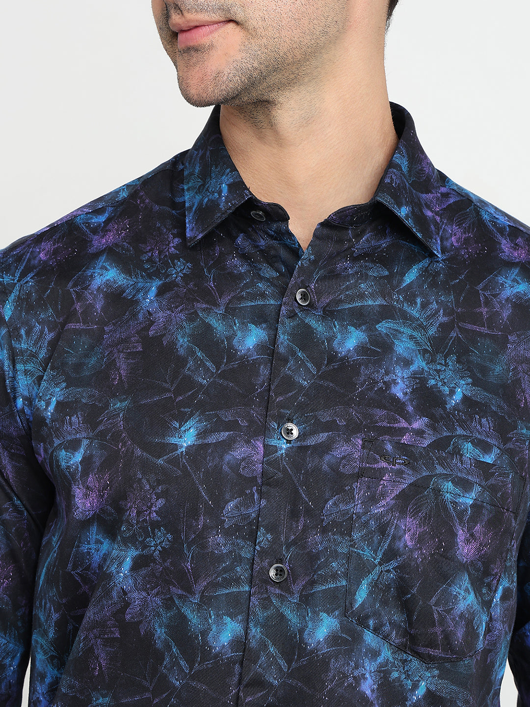 Colorplus Men Purple Printed Regular Fit Cotton Full Sleeve Casual Shirt