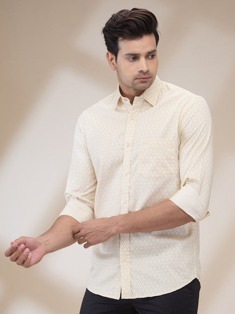 Colorplus Men Brown Printed Regular Fit Cotton Grometric Print Casual Shirt