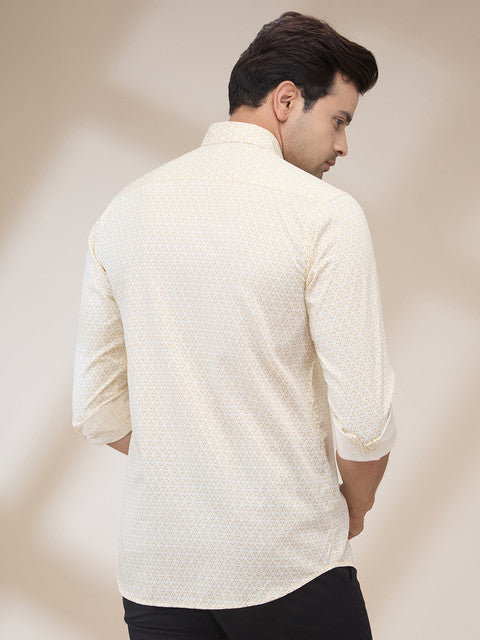 Colorplus Men Brown Printed Regular Fit Cotton Grometric Print Casual Shirt