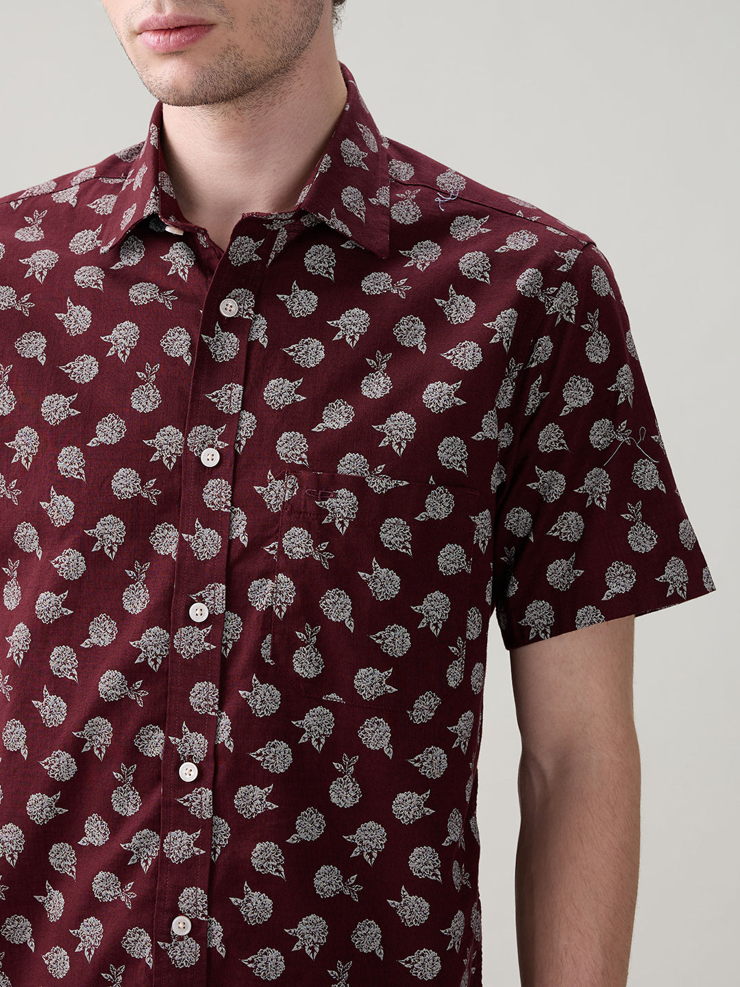 Colorplus Men Brown Printed Regular Fit Cotton Half Sleeve Casual Shirt