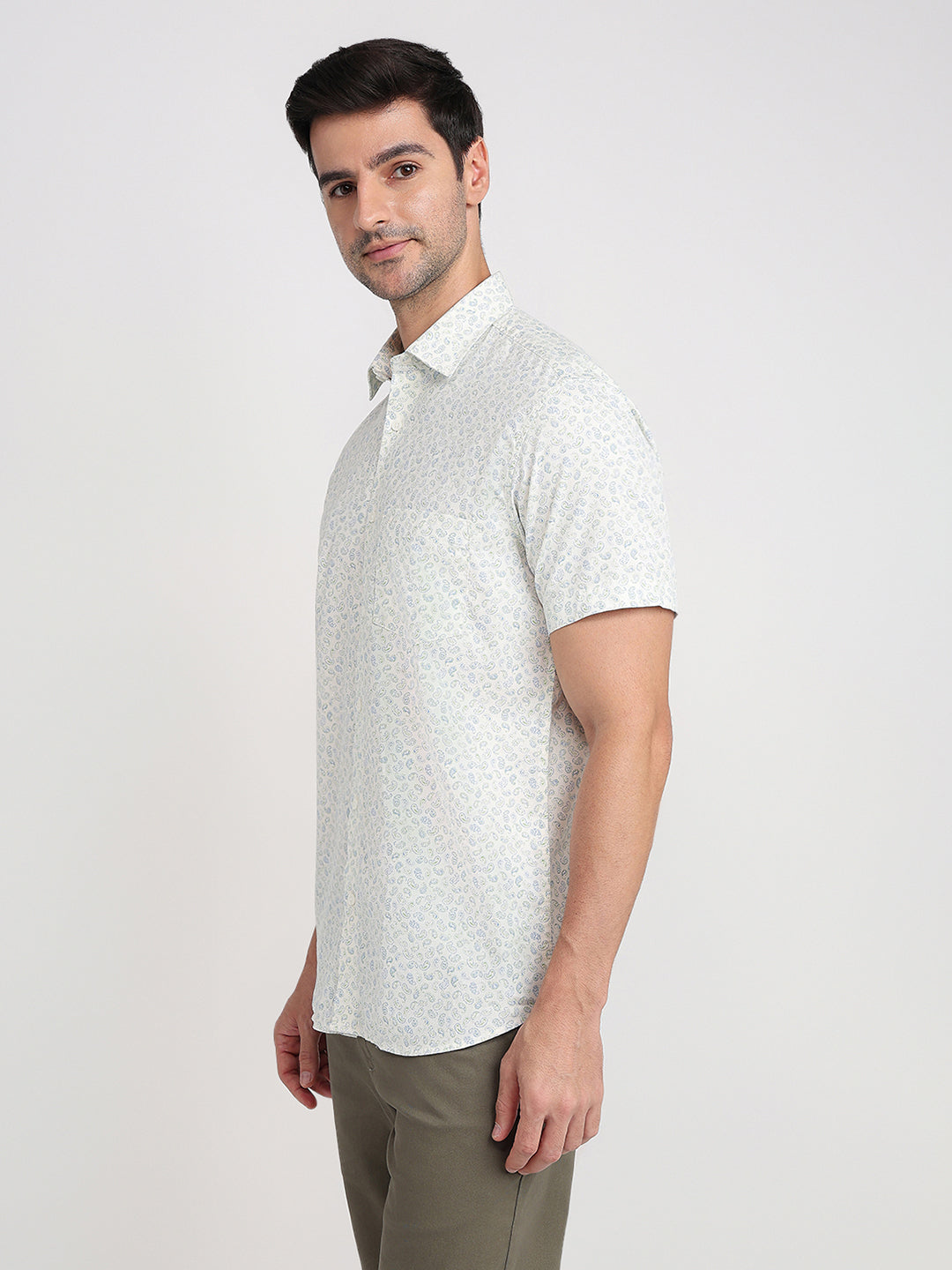 Colorplus Men Brown Printed Regular Fit Cotton Half Sleeve Casual Shirt