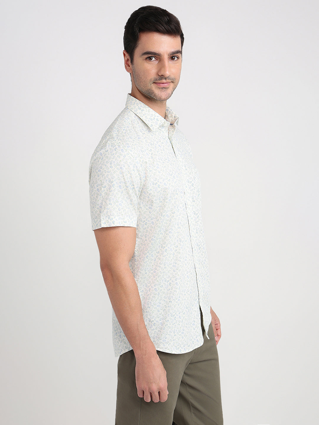 Colorplus Men Brown Printed Regular Fit Cotton Half Sleeve Casual Shirt