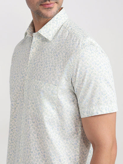 Colorplus Men Brown Printed Regular Fit Cotton Half Sleeve Casual Shirt