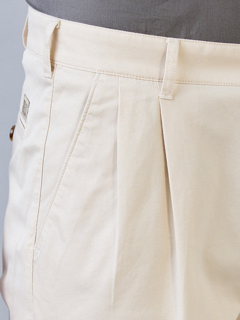 Colorplus Men Brown Solid Comfort Fit Cotton Trouser