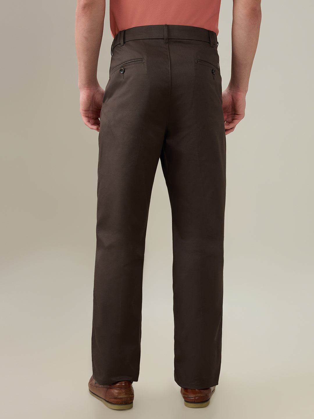 Colorplus Men Brown Twill Comfort Fit Cotton Trouser