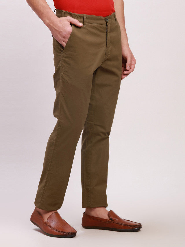 Colorplus Men Green Solid Contemporary Fit Trouser