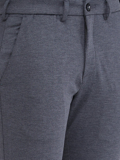 Colorplus Grey Solid Contemporary Fit Polyester Blend Trouser