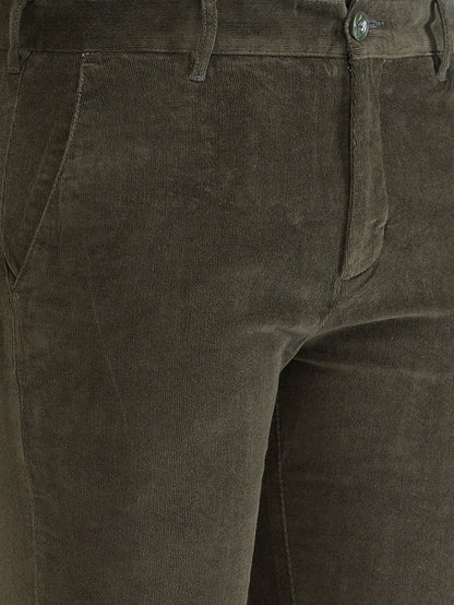 Colorplus Green Solid Piece Dyed Slim Fit Cotton Blend Trouser