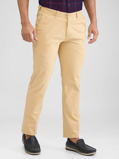 Colorplus Khaki Solid Piece Dyed Slim Fit Cotton Blend Trouser