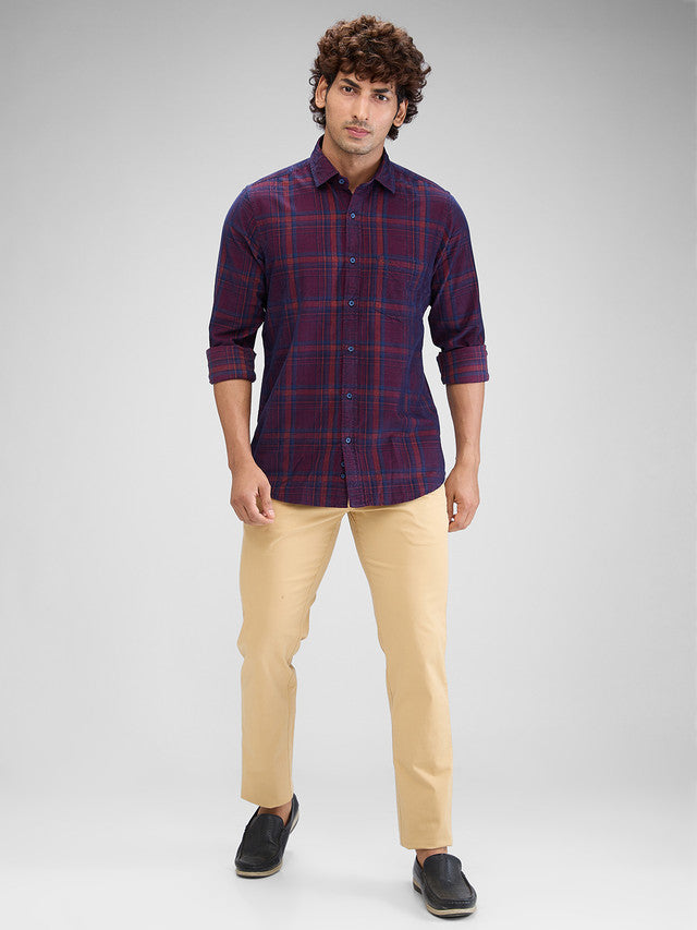 Colorplus Khaki Solid Piece Dyed Slim Fit Cotton Blend Trouser