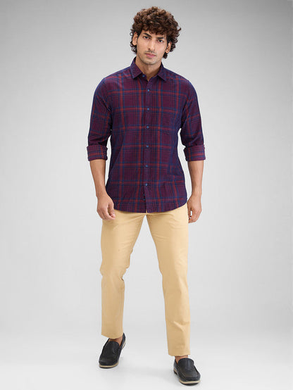 Colorplus Khaki Solid Piece Dyed Slim Fit Cotton Blend Trouser