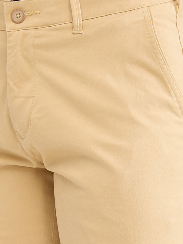 Colorplus Khaki Solid Piece Dyed Slim Fit Cotton Blend Trouser