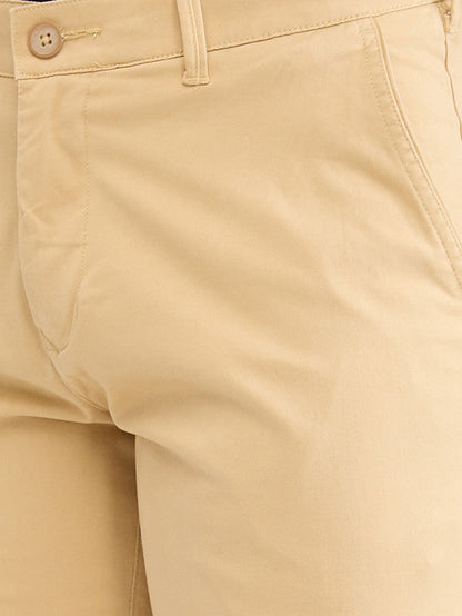 Colorplus Khaki Solid Piece Dyed Slim Fit Cotton Blend Trouser
