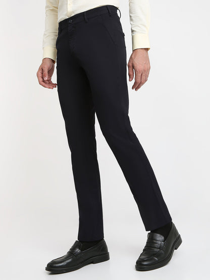 Colorplus Men Blue Twill Slim Fit Cotton Trouser