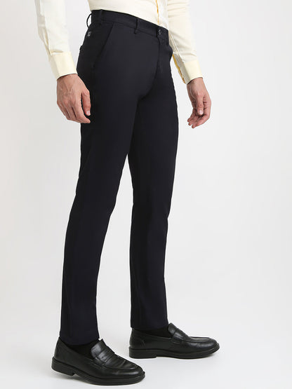 Colorplus Men Blue Twill Slim Fit Cotton Trouser