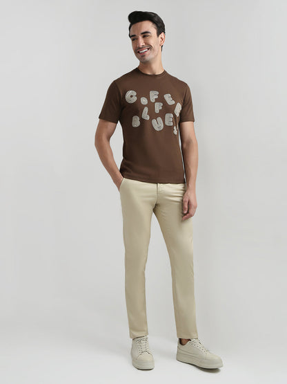 Colorplus Men Brown Twill Slim Fit Cotton Trouser