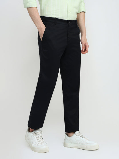 Colorplus Men Black Twill Slim Fit Cotton Trouser