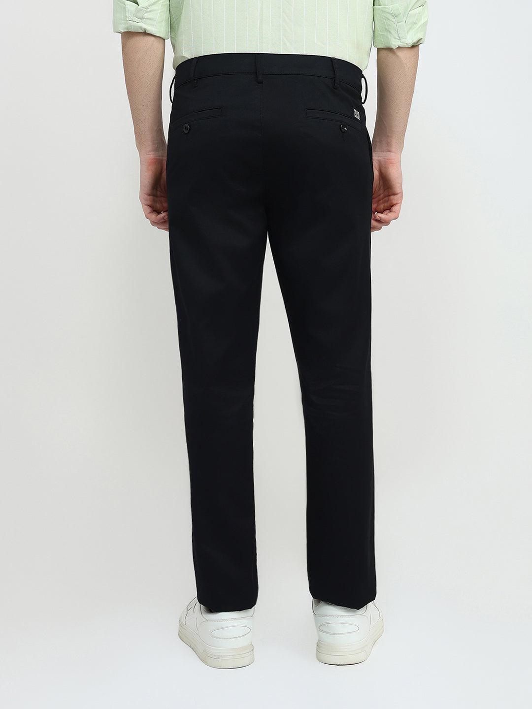 Colorplus Men Black Twill Slim Fit Cotton Trouser
