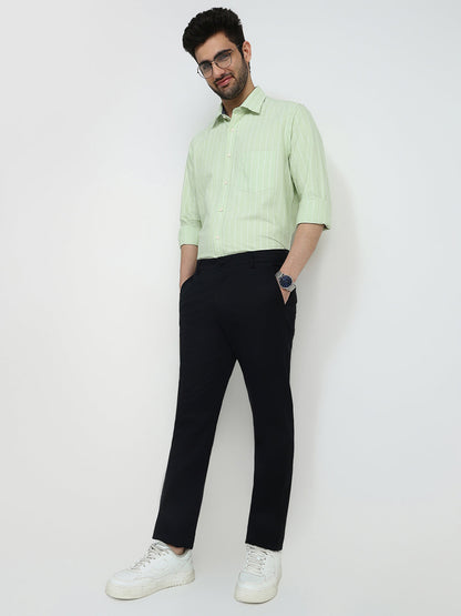 Colorplus Men Black Twill Slim Fit Cotton Trouser