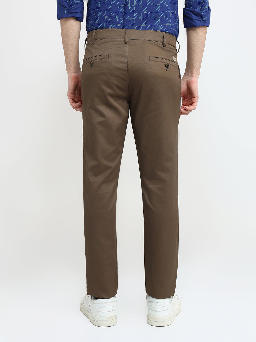 Colorplus Men Brown Twill Slim Fit Cotton Trouser