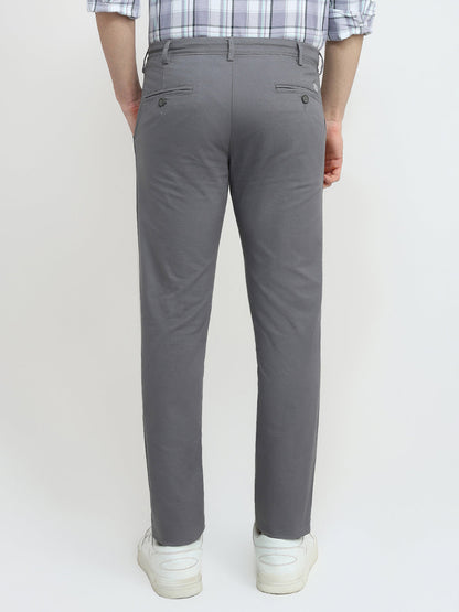 Colorplus Men Grey Twill Super Slim Fit Cotton Blend Trouser