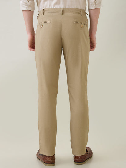 Colorplus Men Khaki Twill Super Slim Fit Cotton Blend Trouser