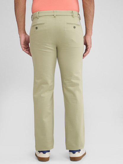 Colorplus Men Green Solid Piece Dyed Tailored Fit Cotton Blend Trouser