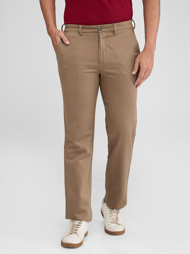 Colorplus Men Green Solid Piece Dyed Tailored Fit Cotton Blend Trouser