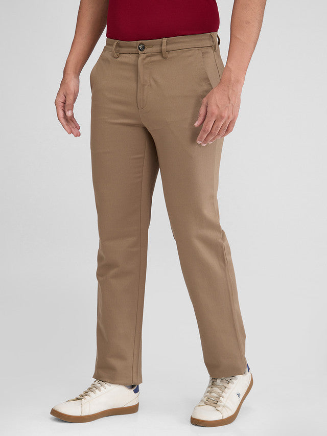 Colorplus Men Green Solid Piece Dyed Tailored Fit Cotton Blend Trouser