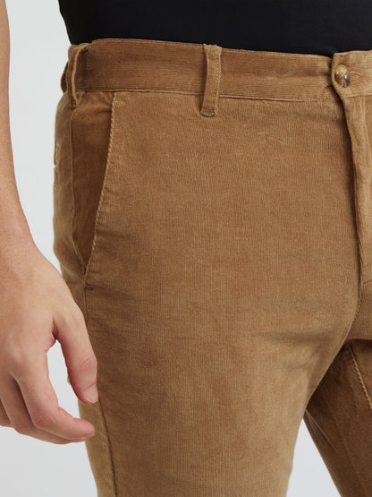 Colorplus Khaki Solid Piece Dyed Regular Fit Cotton Blend Trouser