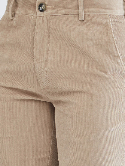 Colorplus Beige Solid Piece Dyed Regular Fit Cotton Trouser