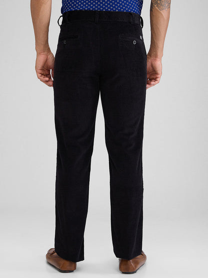 Colorplus Black Solid Piece Dyed Regular Fit Cotton Trouser