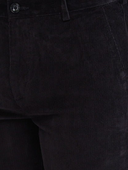 Colorplus Black Solid Piece Dyed Regular Fit Cotton Trouser