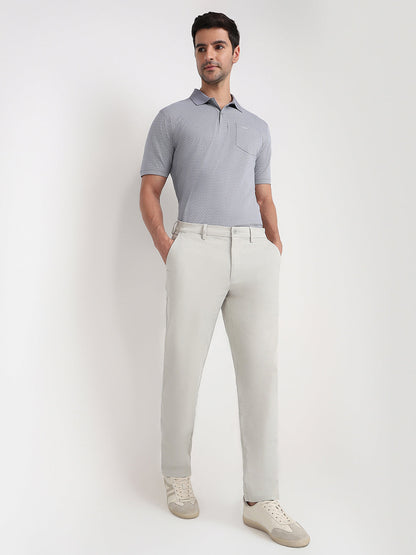 Colorplus Men Grey Twill Regular Fit Cotton Blend Trouser