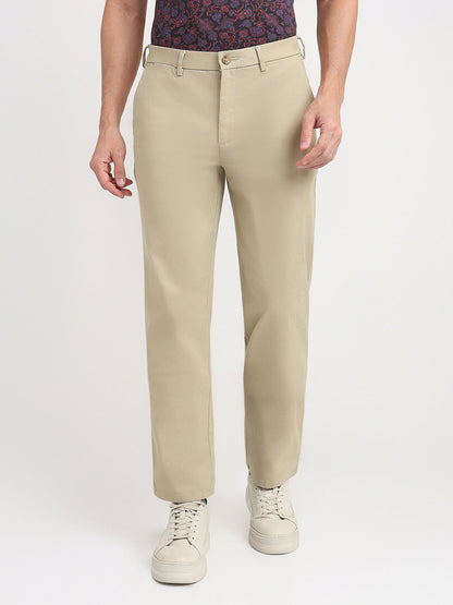 Colorplus Men Khaki Twill Regular Fit Cotton Blend Trouser