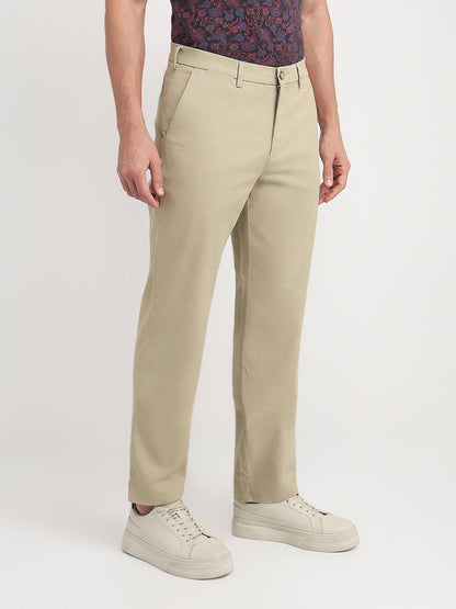 Colorplus Men Khaki Twill Regular Fit Cotton Blend Trouser