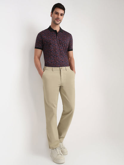 Colorplus Men Khaki Twill Regular Fit Cotton Blend Trouser
