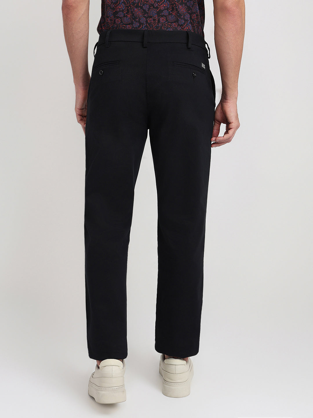 Colorplus Men Black Twill Regular Fit Cotton Blend Trouser