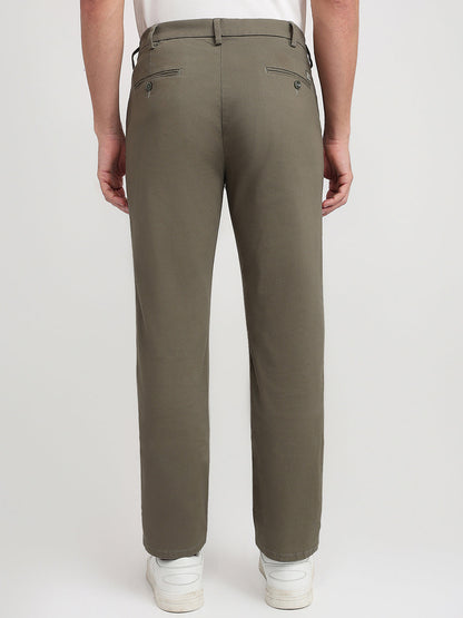 Colorplus Men Green Twill Regular Fit Cotton Blend Trouser