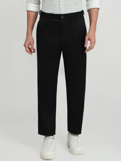 Colorplus Men Black Twill Regular Fit Cotton Trouser