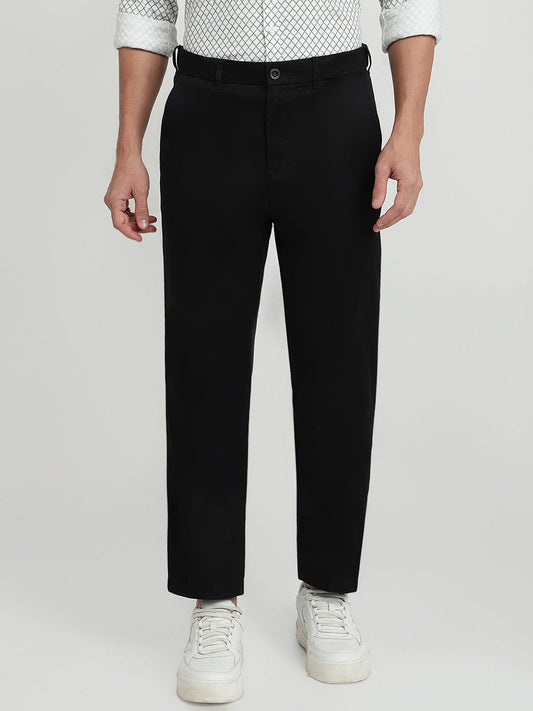Colorplus Men Black Twill Regular Fit Cotton Trouser