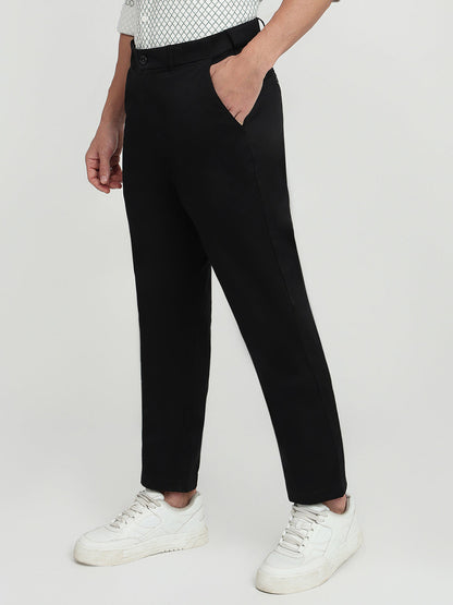 Colorplus Men Black Twill Regular Fit Cotton Trouser