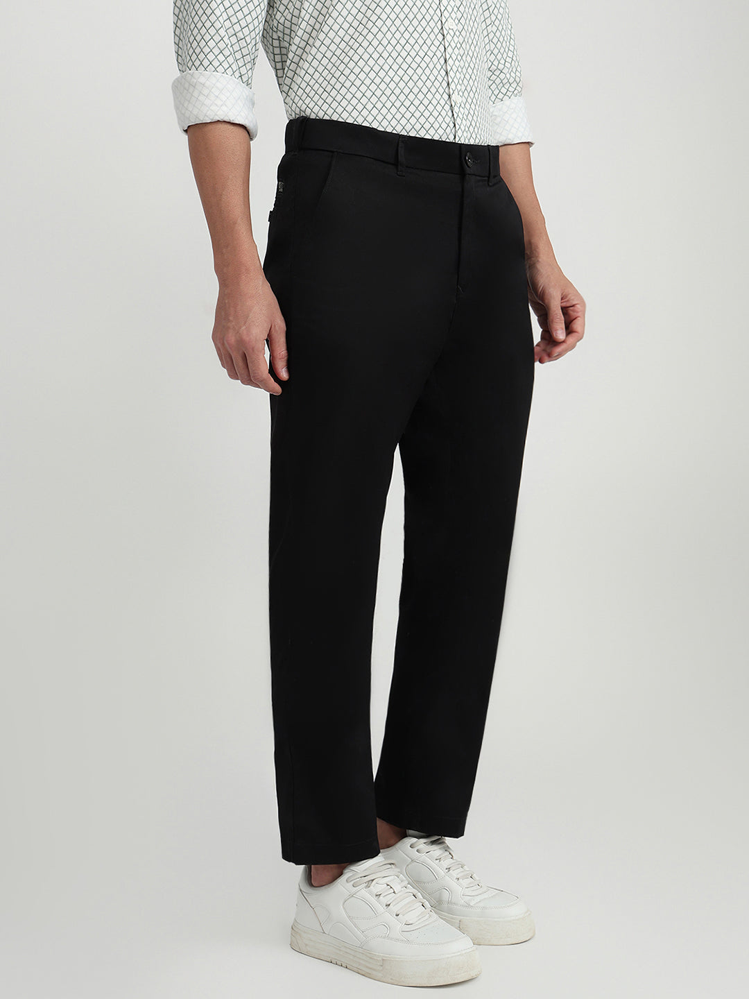 Colorplus Men Black Twill Regular Fit Cotton Trouser