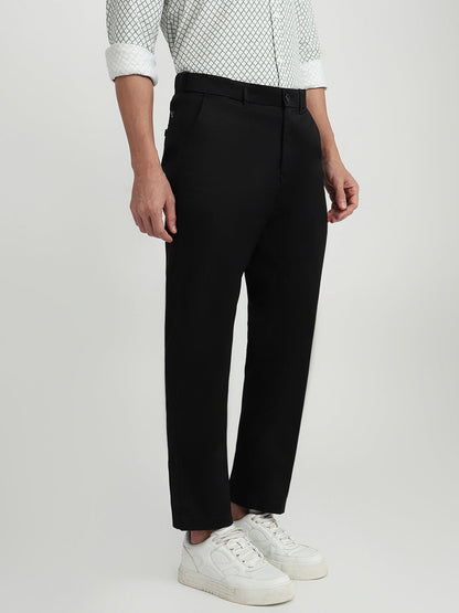 Colorplus Men Black Twill Regular Fit Cotton Trouser
